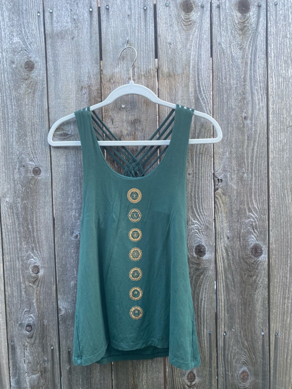 Women's Celadon Green Tank Top—Crisscrossed Straps